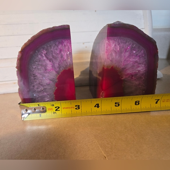 Geode Agate Crystal Bookends In Pink/purple - Picture 7 of 7